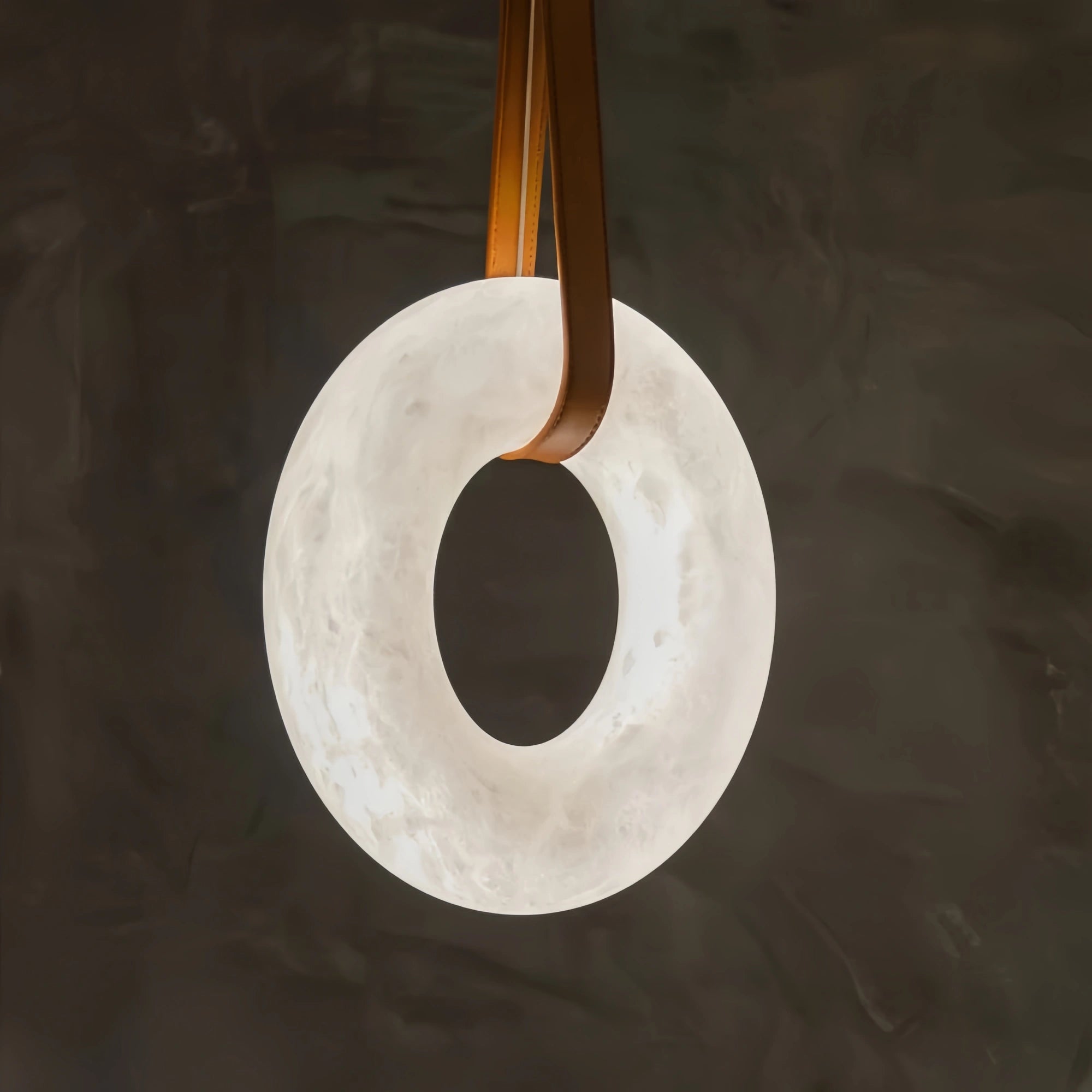 Oslo L1P Pendant Alabaster Chandelier, Halo Ring Chandelier With canopy Over Dining Table-Chandelier-Blushlighting