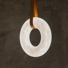 Oslo Pendant Alabaster Chandelier, Halo Ring Chandelier With Leather - 11.8" D Single RingBlushlighting