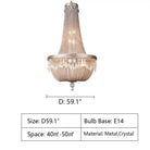 Oversize Modern Metal Art Luxury Crystal Chandelier for Duplex Hall/Staircase/Villa/Foyer - D59.1"ChromeBlushlighting