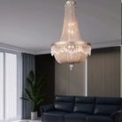 Oversize Modern Metal Art Luxury Crystal Chandelier for Duplex Hall/Staircase/Villa/Foyer - D59.1"ChromeBlushlighting