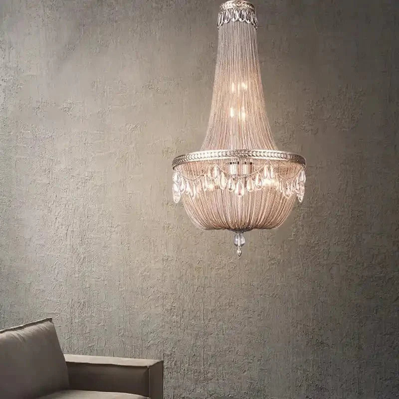 Oversize Modern Metal Art Luxury Crystal Chandelier for Duplex Hall/Staircase/Villa/Foyer - D59.1"ChromeBlushlighting