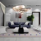 Oversized Art Fashion Spiral Tassel Aluminum Chain Chandelier for Living Room/Foyer - Black NickelD23.6"*H17.7"Warm LightBlushlighting
