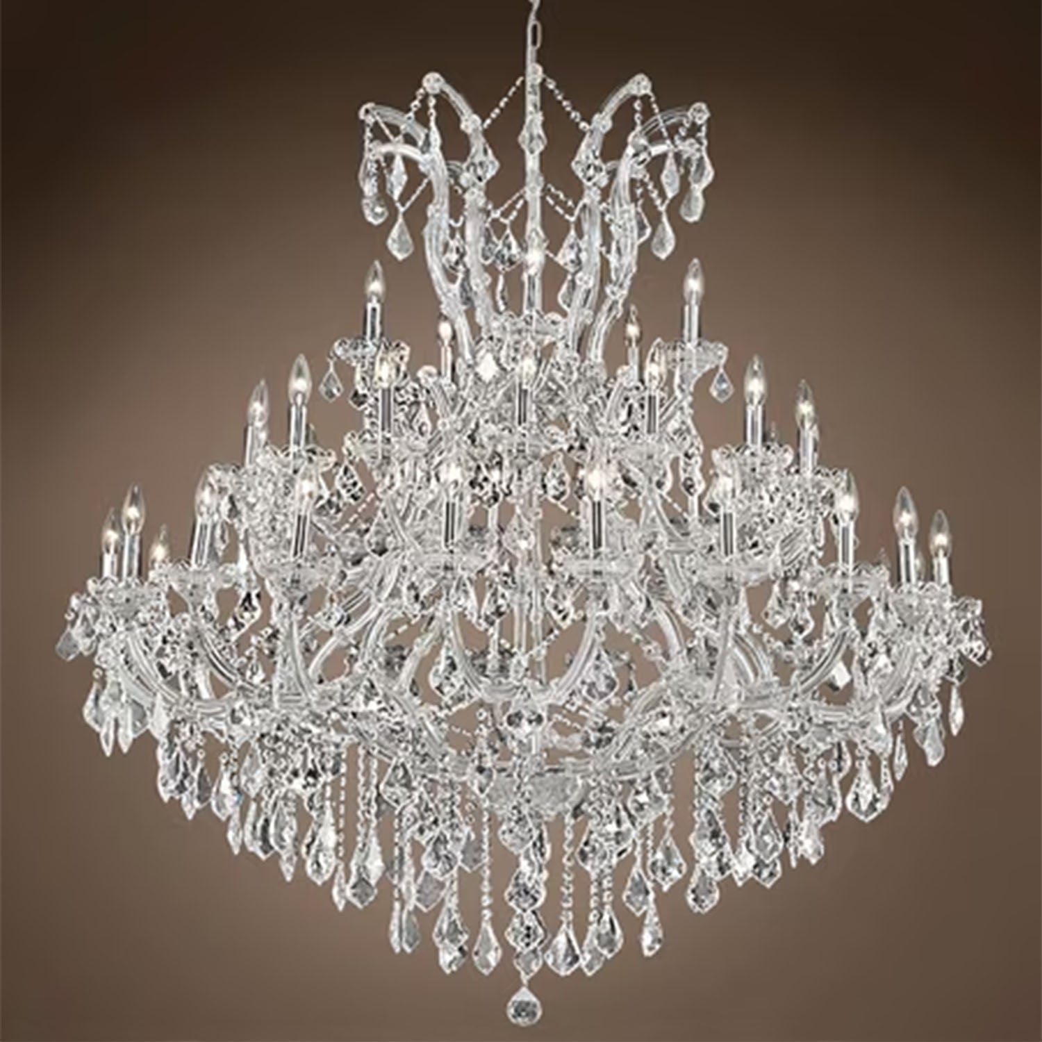 Oversized European Chrome Classic Candle Branch Crystal Chandelier for 2-Story/Duplex Buildings-Chandeliers-Blushlighting