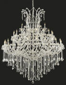 Oversized European Chrome Classic Candle Branch Crystal Chandelier for 2 - Story/Duplex Buildings - D39.4"*H47.3"Warm LightBlushlighting