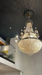 Oversized Luxury Double - layers Golden French Style Crystal Chandelier for Living/Dinning Room/Foyer/Hallway/Staircase - D: 43.3"*H: 47.2"Warm LightBlushlighting
