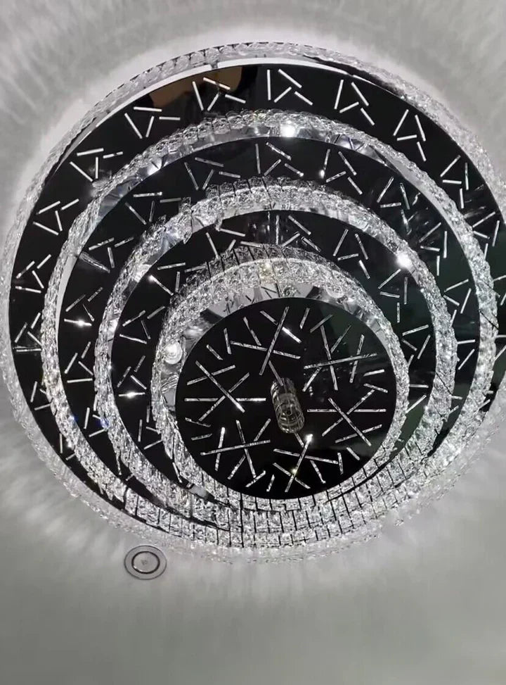 Oversized Modern Creative Flush Mount Round Multi-layers Crystal Pendant Chandelier for Living/Dining Room/Hallway-Blushlighting-Blushlighting