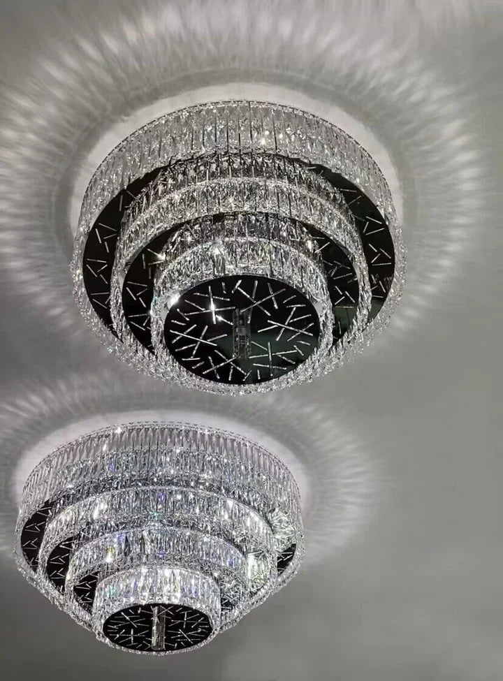 Oversized Modern Creative Flush Mount Round Multi-layers Crystal Pendant Chandelier for Living/Dining Room/Hallway-Blushlighting-Blushlighting