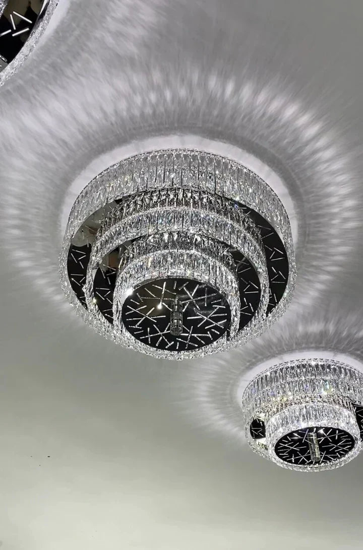 Oversized Modern Creative Flush Mount Round Multi-layers Crystal Pendant Chandelier for Living/Dining Room/Hallway-Blushlighting-Blushlighting