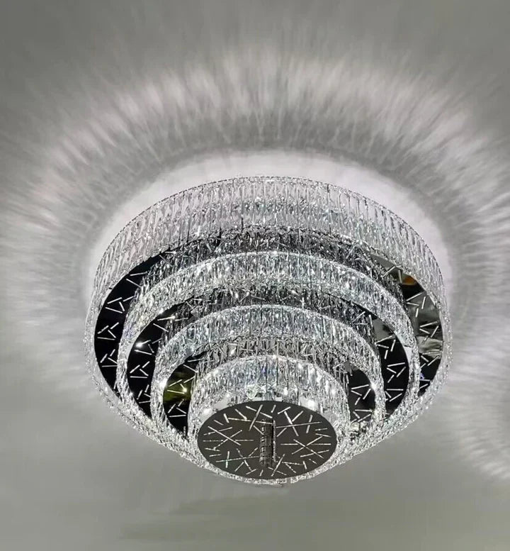 Oversized Modern Creative Flush Mount Round Multi-layers Crystal Pendant Chandelier for Living/Dining Room/Hallway-Blushlighting-Blushlighting