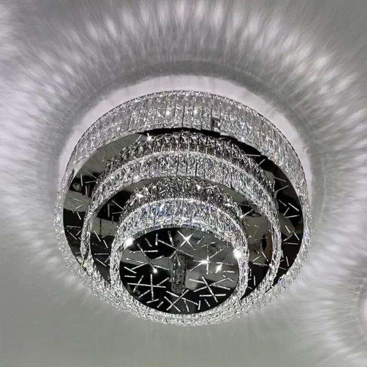 Oversized Modern Creative Flush Mount Round Multi-layers Crystal Pendant Chandelier for Living/Dining Room/Hallway-Blushlighting-3Layers: D39.4"*H15.7"/33 Lights/42.3kg-Warm Light-Blushlighting