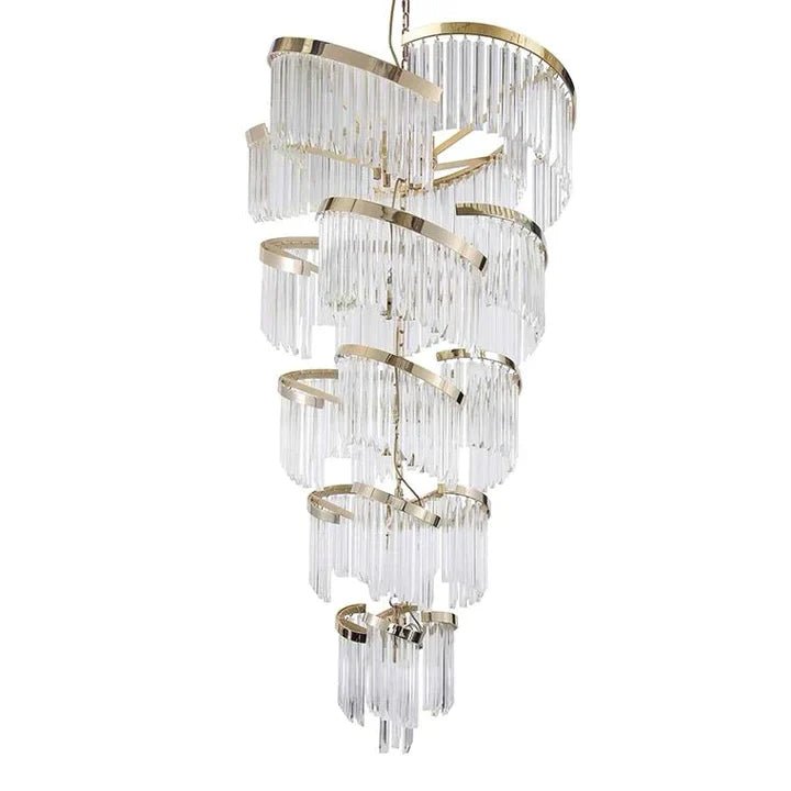 Oversized Modern Designer Creative Multi - tiered Luxury Spiral Crystal Chandelier For High - ceiling Foyer/Entryway/Hallway - D31.5"*H70.9"Blushlighting