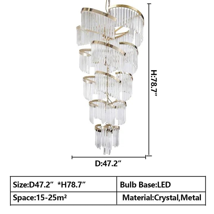 Oversized Modern Designer Creative Multi - tiered Luxury Spiral Crystal Chandelier For High - ceiling Foyer/Entryway/Hallway - D31.5"*H70.9"Blushlighting