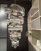 Oversized Modern Designer Creative Multi - tiered Luxury Spiral Crystal Chandelier For High - ceiling Foyer/Entryway/Hallway - D31.5"*H70.9"Blushlighting