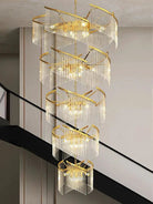 Oversized Modern Designer Creative Multi - tiered Luxury Spiral Crystal Chandelier For High - ceiling Foyer/Entryway/Hallway - D31.5"*H70.9"Blushlighting