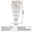 Oversized Modern Designer Creative Multi - tiered Luxury Spiral Crystal Chandelier For High - ceiling Foyer/Entryway/Hallway - D31.5"*H70.9"Blushlighting