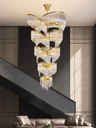 Oversized Modern Designer Creative Multi - tiered Luxury Spiral Crystal Chandelier For High - ceiling Foyer/Entryway/Hallway - D31.5"*H70.9"Blushlighting