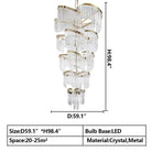 Oversized Modern Designer Creative Multi - tiered Luxury Spiral Crystal Chandelier For High - ceiling Foyer/Entryway/Hallway - D31.5"*H70.9"Blushlighting