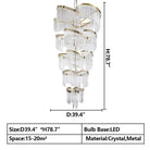 Oversized Modern Designer Creative Multi - tiered Luxury Spiral Crystal Chandelier For High - ceiling Foyer/Entryway/Hallway - D31.5"*H70.9"Blushlighting