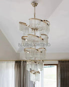 Oversized Modern Designer Creative Multi - tiered Luxury Spiral Crystal Chandelier For High - ceiling Foyer/Entryway/Hallway - D31.5"*H70.9"Blushlighting