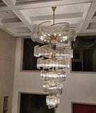 Oversized Modern Designer Creative Multi - tiered Luxury Spiral Crystal Chandelier For High - ceiling Foyer/Entryway/Hallway - D31.5"*H70.9"Blushlighting