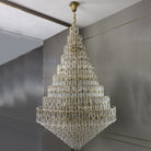 Oversized Multi - layers Honeycomb Luxury Crystal Chandelier in Gold Finish for Big Hallway/Foyer/Entryway - D47.2"*H70.9"/76 Lights/169.2kgWarm LightBlushlighting