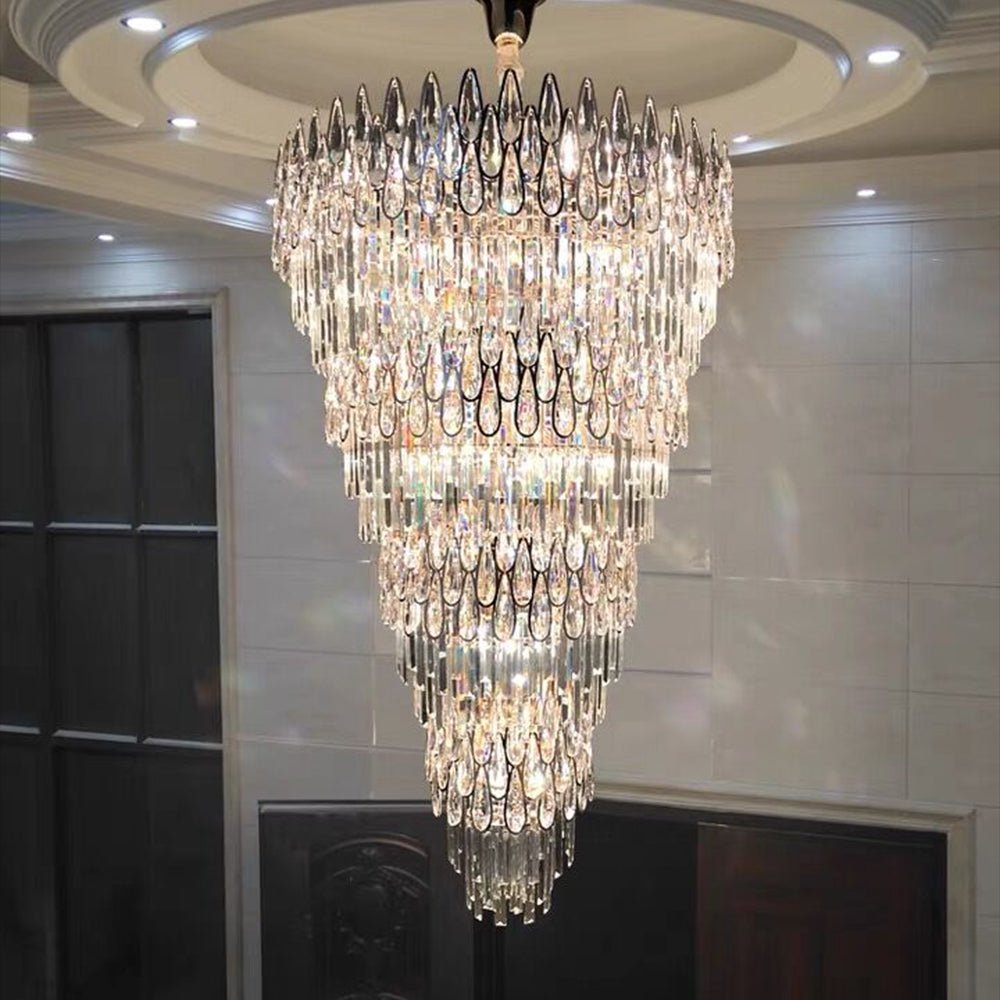 Oversized Multi - layers Luxury Creative Art Crystal Chandelier for Foyer/Staircase/Hallway - 4 Layers:D31.5"*H51.2"Blushlighting