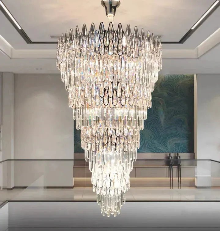 Oversized Multi - layers Luxury Creative Art Crystal Chandelier for Foyer/Staircase/Hallway - 4 Layers:D31.5"*H51.2"Blushlighting