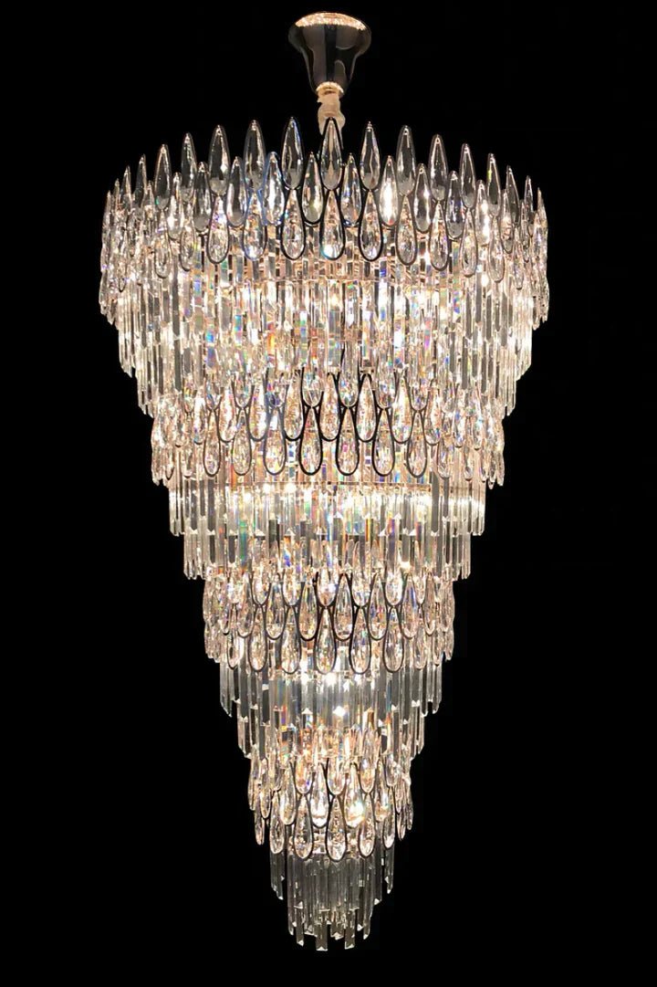 Oversized Multi - layers Luxury Creative Art Crystal Chandelier for Foyer/Staircase/Hallway - 4 Layers:D31.5"*H51.2"Blushlighting