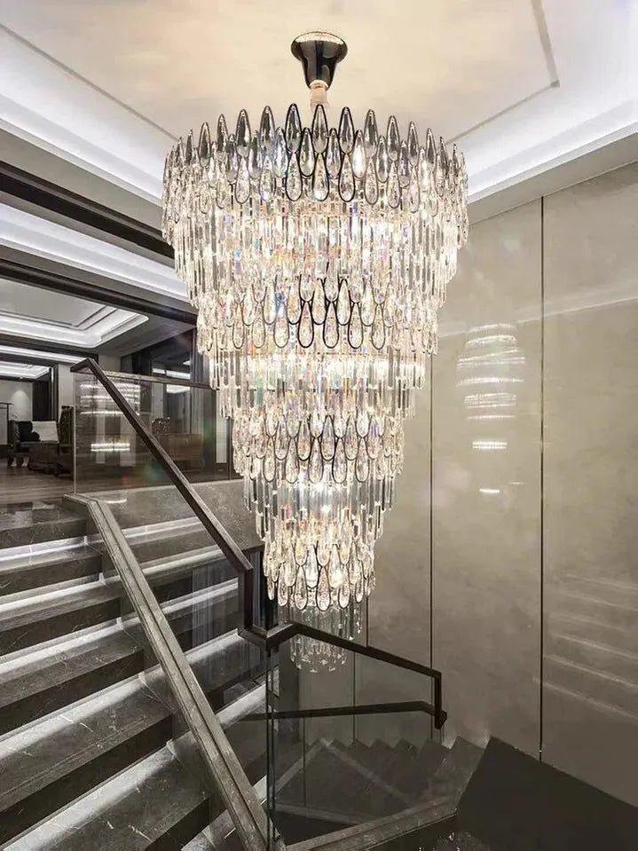 Oversized Multi - layers Luxury Creative Art Crystal Chandelier for Foyer/Staircase/Hallway - 4 Layers:D31.5"*H51.2"Blushlighting