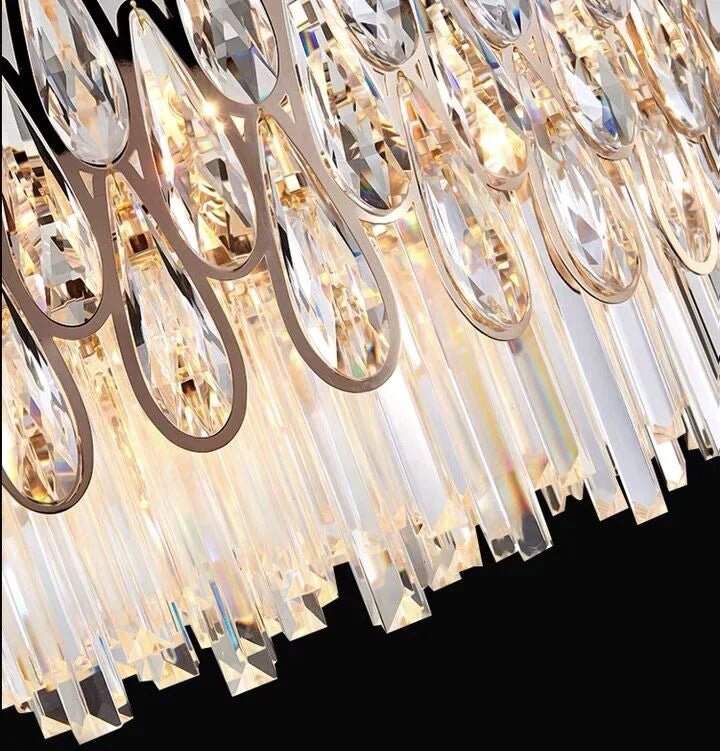 Oversized Multi - layers Luxury Creative Art Crystal Chandelier for Foyer/Staircase/Hallway - 4 Layers:D31.5"*H51.2"Blushlighting
