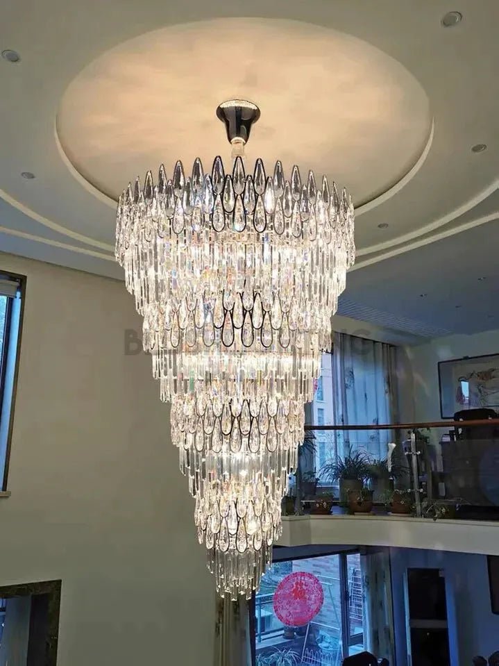 Oversized Multi - layers Luxury Creative Art Crystal Chandelier for Foyer/Staircase/Hallway - 4 Layers:D31.5"*H51.2"Blushlighting