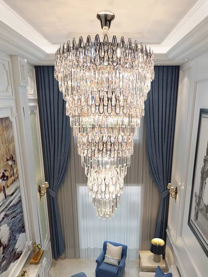 Oversized Multi - layers Luxury Creative Art Crystal Chandelier for Foyer/Staircase/Hallway - 4 Layers:D31.5"*H51.2"Blushlighting