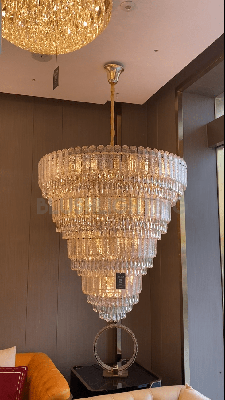 Oversized Multi - layers Luxury Gold Crystal Chandelier For Large Foyer/Hallway/Entryway - D39.4"*H59.1"/86kgWarm LightBlushlighting