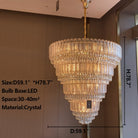 Oversized Multi - layers Luxury Gold Crystal Chandelier For Large Foyer/Hallway/Entryway - D39.4"*H59.1"/86kgWarm LightBlushlighting