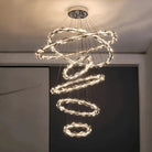 Oversized Multi-Tiered Rings Crystal Chandelier Modern Clear and Grey Crystal Ceiling Light Fixture For Staircase/Foyer/Hallway/Entryway-Blushlighting-Blushlighting