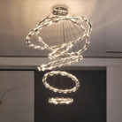 Oversized Multi-Tiered Rings Crystal Chandelier Modern Clear and Grey Crystal Ceiling Light Fixture For Staircase/Foyer/Hallway/Entryway-Blushlighting-Blushlighting