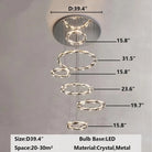 Oversized Multi-Tiered Rings Crystal Chandelier Modern Clear and Grey Crystal Ceiling Light Fixture For Staircase/Foyer/Hallway/Entryway-Blushlighting-Blushlighting