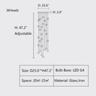 Oversized Nordic Art Round Air Bubbles Pendant Chandelier for Stairs/Spiral Staircase/Hotel Lobby - 7 Lights: D13.8"*H47.2"Warm LightBlushlighting