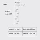 Oversized Nordic Art Round Air Bubbles Pendant Chandelier for Stairs/Spiral Staircase/Hotel Lobby - 7 Lights: D13.8"*H47.2"Warm LightBlushlighting