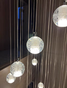 Oversized Nordic Art Round Air Bubbles Pendant Chandelier for Stairs/Spiral Staircase/Hotel Lobby - 7 Lights: D13.8"*H47.2"Warm LightBlushlighting