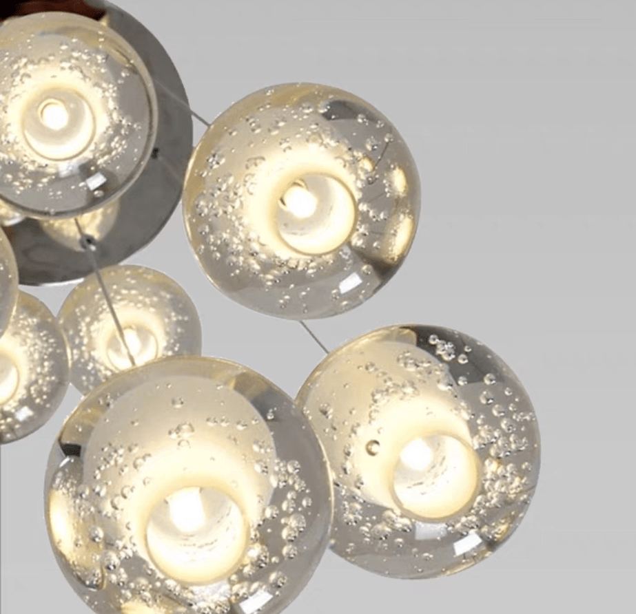 Oversized Nordic Art Round Air Bubbles Pendant Chandelier for Stairs/Spiral Staircase/Hotel Lobby - 7 Lights: D13.8"*H47.2"Warm LightBlushlighting