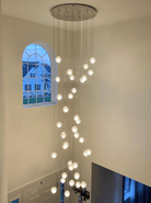 Oversized Nordic Art Round Air Bubbles Pendant Chandelier for Stairs/Spiral Staircase/Hotel Lobby - 7 Lights: D13.8"*H47.2"Warm LightBlushlighting