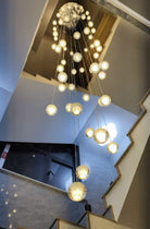 Oversized Nordic Art Round Air Bubbles Pendant Chandelier for Stairs/Spiral Staircase/Hotel Lobby - 7 Lights: D13.8"*H47.2"Warm LightBlushlighting