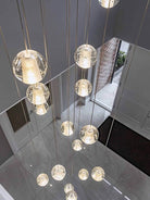 Oversized Nordic Art Round Air Bubbles Pendant Chandelier for Stairs/Spiral Staircase/Hotel Lobby - 7 Lights: D13.8"*H47.2"Warm LightBlushlighting
