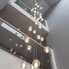 Oversized Nordic Art Round Air Bubbles Pendant Chandelier for Stairs/Spiral Staircase/Hotel Lobby - 7 Lights: D13.8"*H47.2"Warm LightBlushlighting