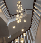 Oversized Nordic Art Round Air Bubbles Pendant Chandelier for Stairs/Spiral Staircase/Hotel Lobby - 7 Lights: D13.8"*H47.2"Warm LightBlushlighting