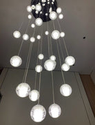 Oversized Nordic Art Round Air Bubbles Pendant Chandelier for Stairs/Spiral Staircase/Hotel Lobby - 7 Lights: D13.8"*H47.2"Warm LightBlushlighting