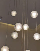 Oversized Nordic Art Round Air Bubbles Pendant Chandelier for Stairs/Spiral Staircase/Hotel Lobby - 7 Lights: D13.8"*H47.2"Warm LightBlushlighting
