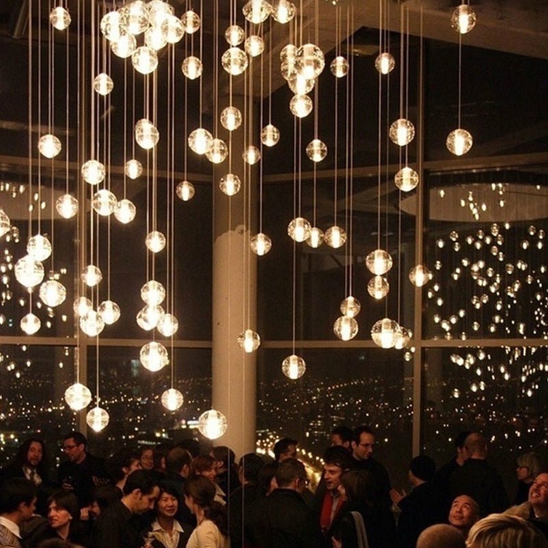 Oversized Nordic Art Round Air Bubbles Pendant Chandelier for Stairs/Spiral Staircase/Hotel Lobby - 7 Lights: D13.8"*H47.2"Warm LightBlushlighting