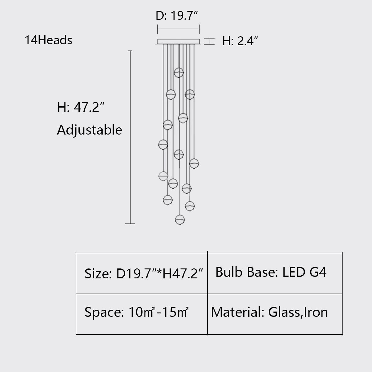 Oversized Nordic Art Round Air Bubbles Pendant Chandelier for Stairs/Spiral Staircase/Hotel Lobby - 7 Lights: D13.8"*H47.2"Warm LightBlushlighting